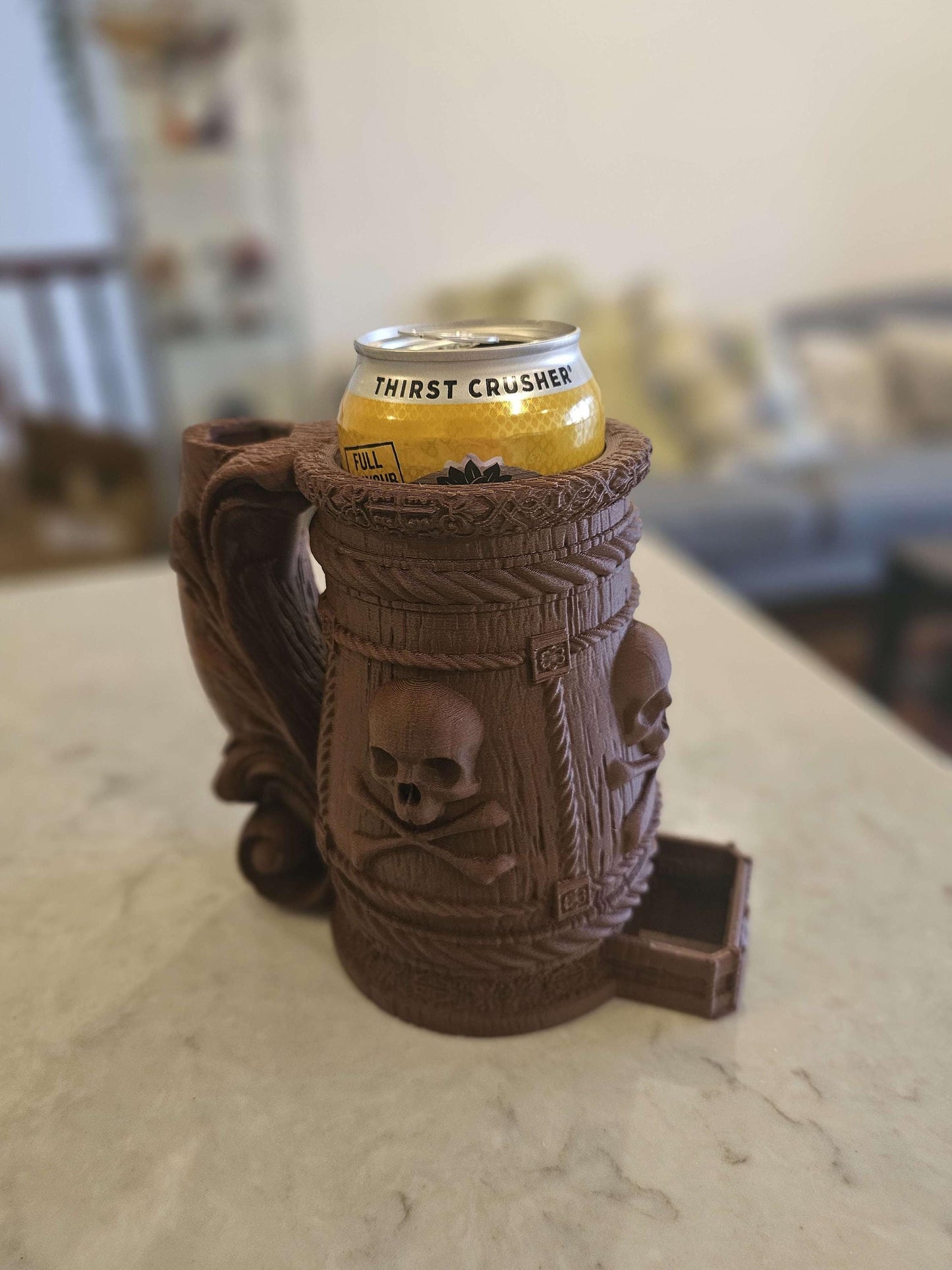 Pirate DnD Cup Holder & Dice Tower | PLA Wood | 3D Printed Fantasy DnD Table Cup