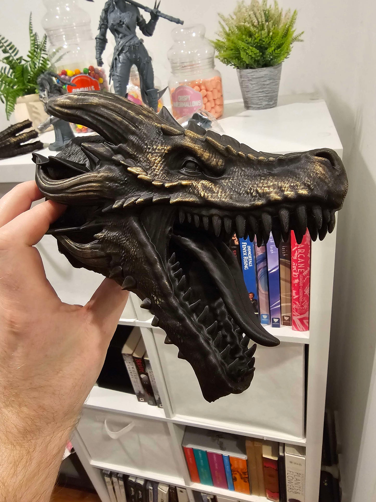 Dragon Awakening Book Nook | 3D Printed Fantasy Bookshelf Decor | Book Lovers Gift
