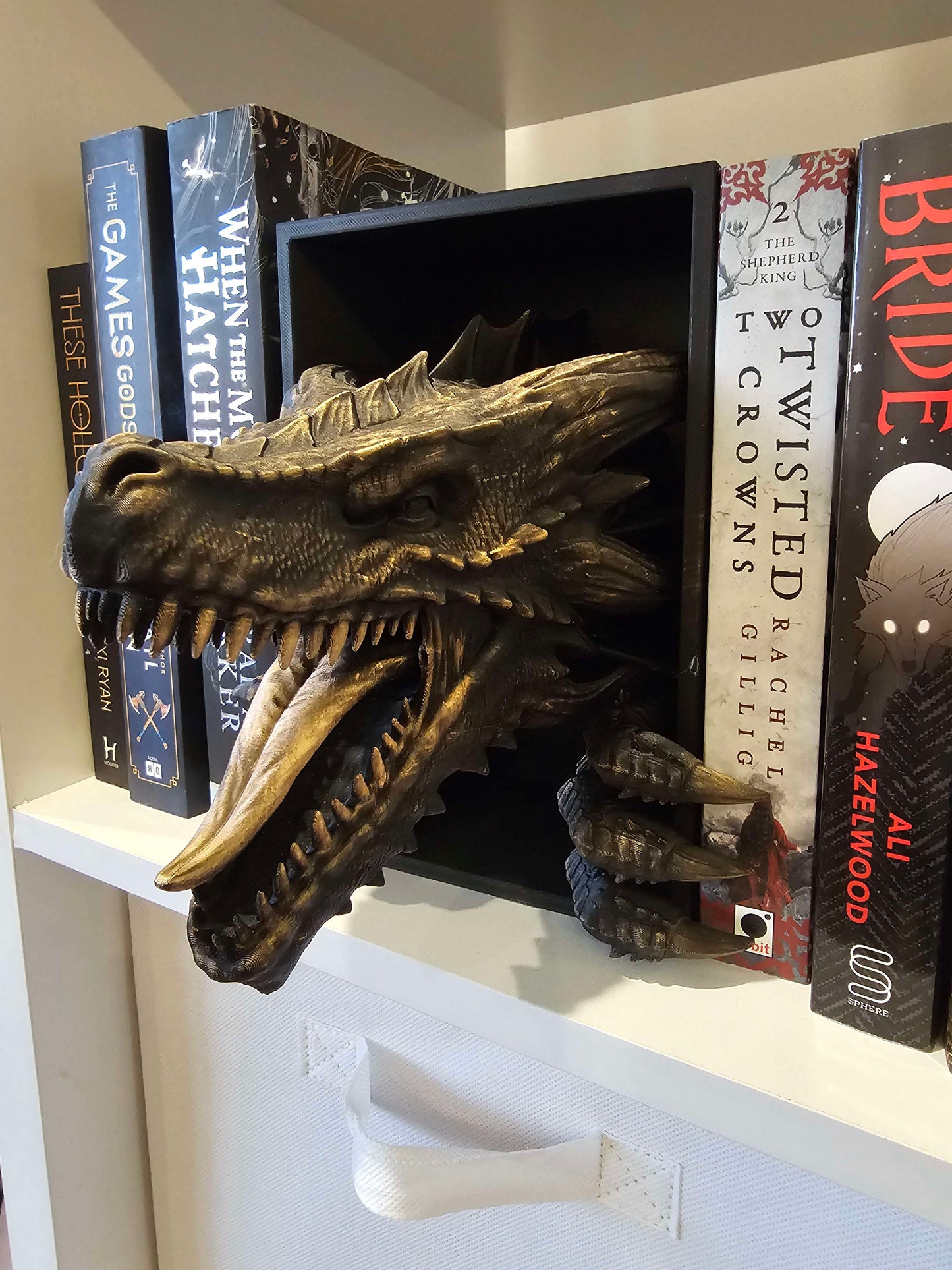 Dragon Awakening Book Nook | 3D Printed Fantasy Bookshelf Decor | Book Lovers Gift