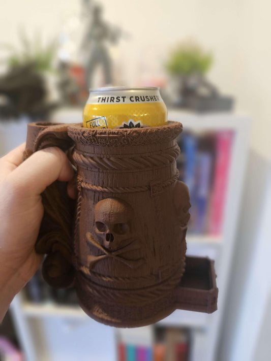 Pirate DnD Cup Holder & Dice Tower | PLA Wood | 3D Printed Fantasy DnD Table Cup