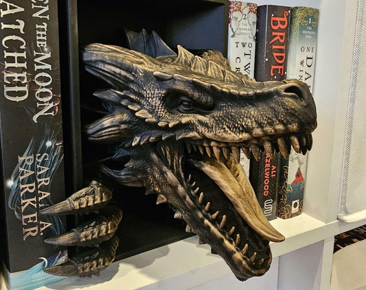 Dragon Awakening Book Nook | 3D Printed Fantasy Bookshelf Decor | Book Lovers Gift