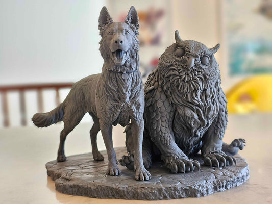 Scratch and Owlbear 3D Printed Resin Figurine | 8k Garage Kit [By Bulkamancer] UNPAINTED!