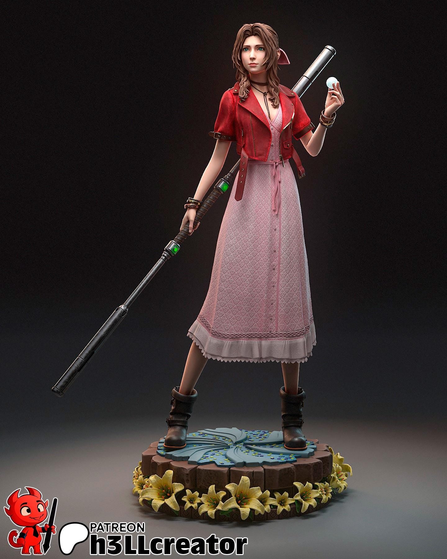 Aerith 3D Printed Resin Figurine | 8k Garage Kit [By h3LLCreator] UNPAINTED!