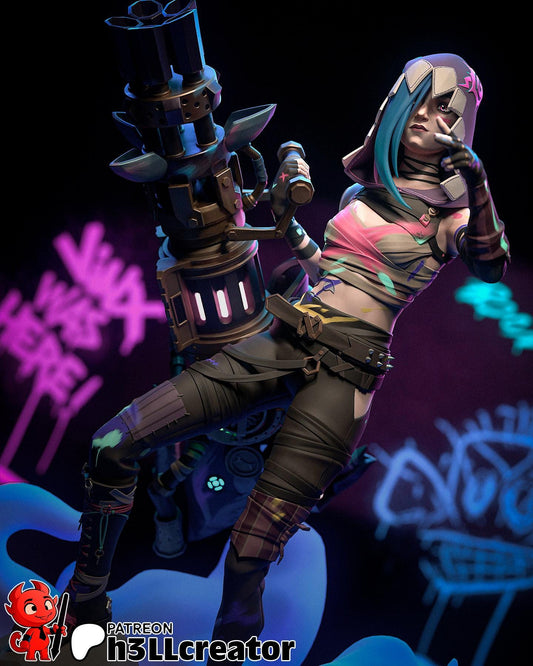 Jinx 3D Printed Resin Figurine | Bust | 8k Garage Kit [By h3LLCreator] UNPAINTED!