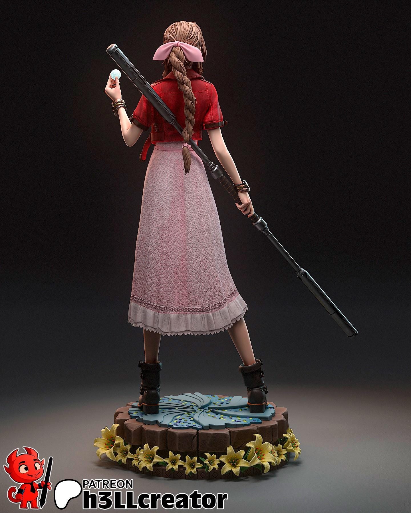 Aerith 3D Printed Resin Figurine | 8k Garage Kit [By h3LLCreator] UNPAINTED!