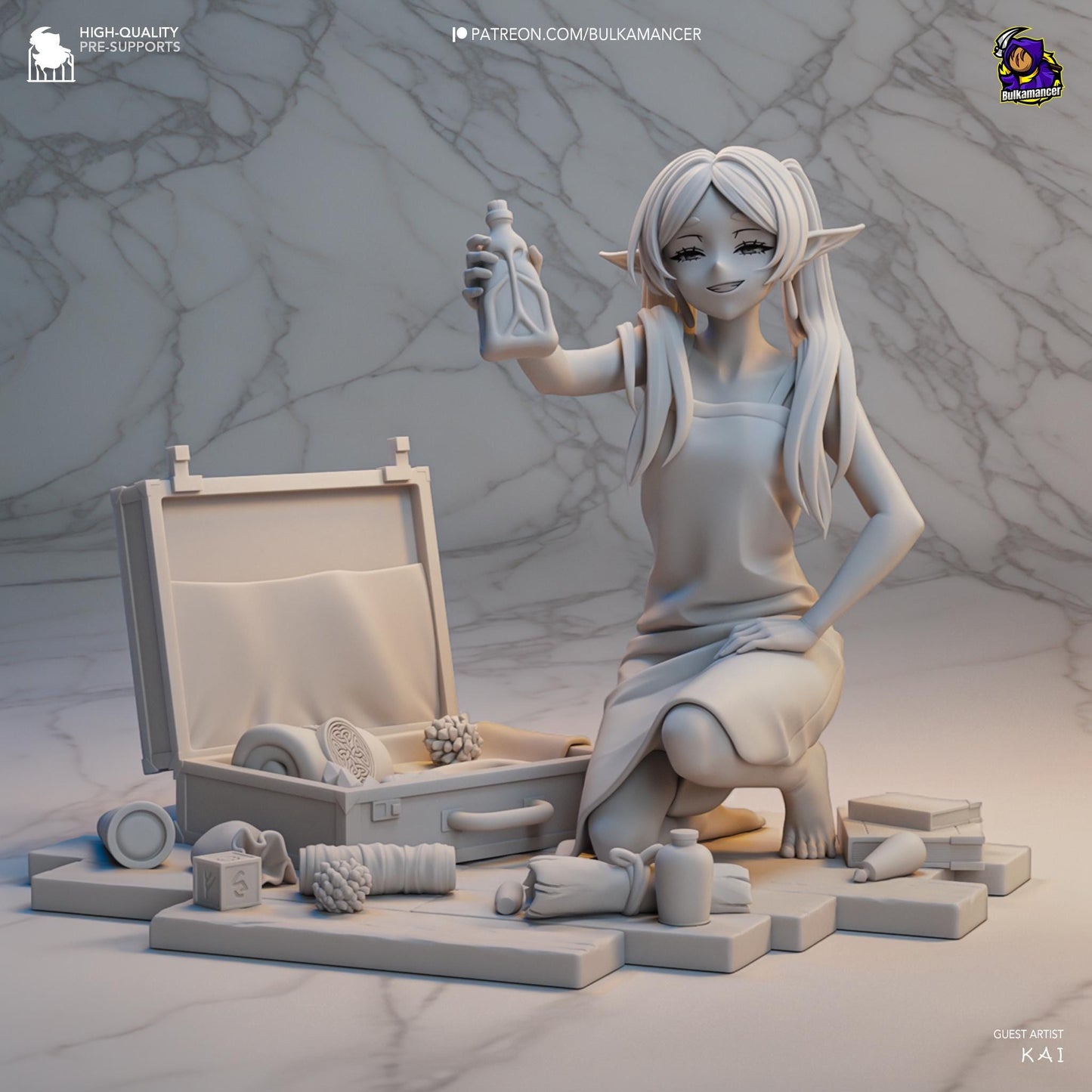 A Mage & Her Potions 3D Printed Resin Figurine | 8k Garage Kit [By Bulkamancer] UNPAINTED!
