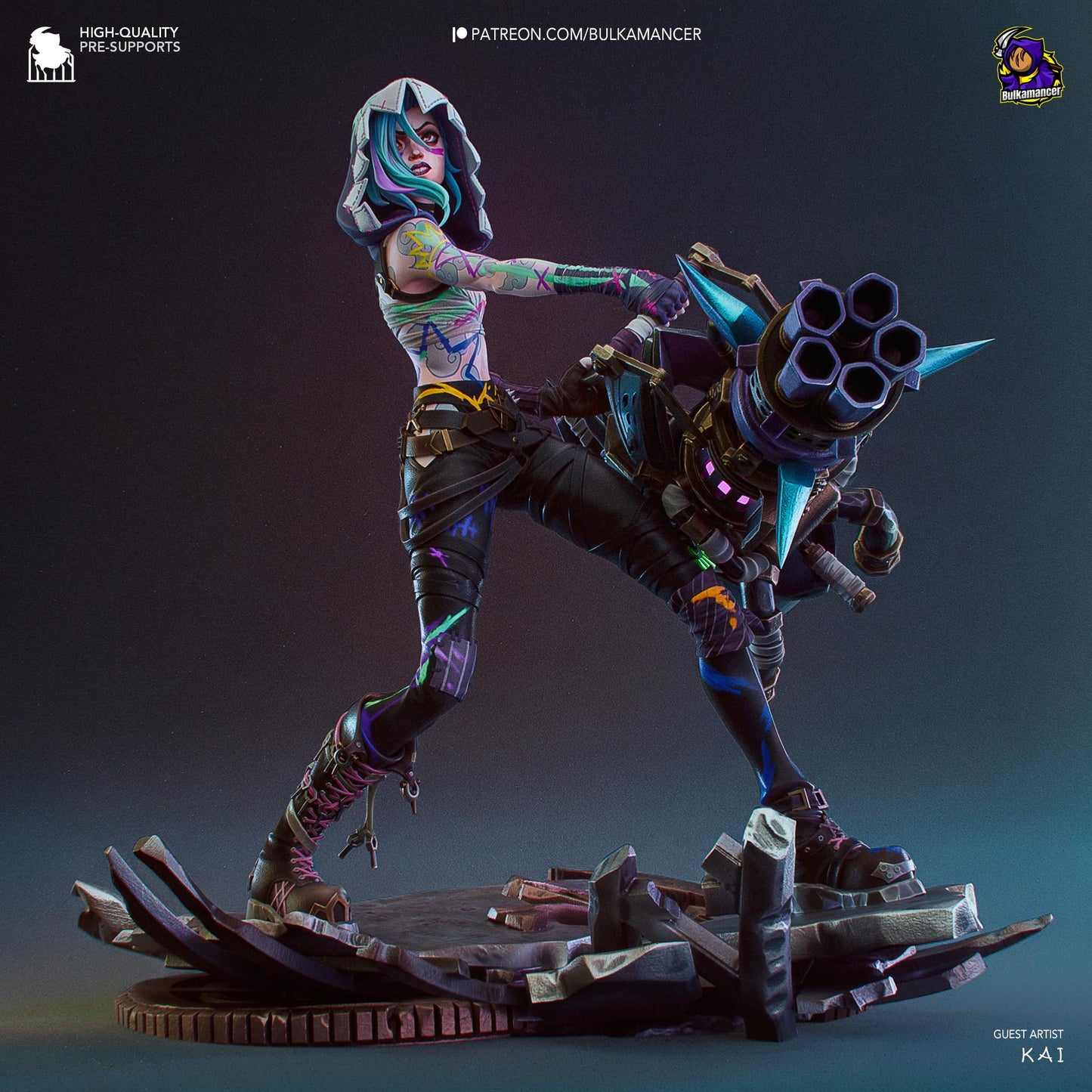 Vi & Jinx Diorama 3D Printed Resin Figurine | 8k Garage Kit [By Bulkamancer] UNPAINTED!