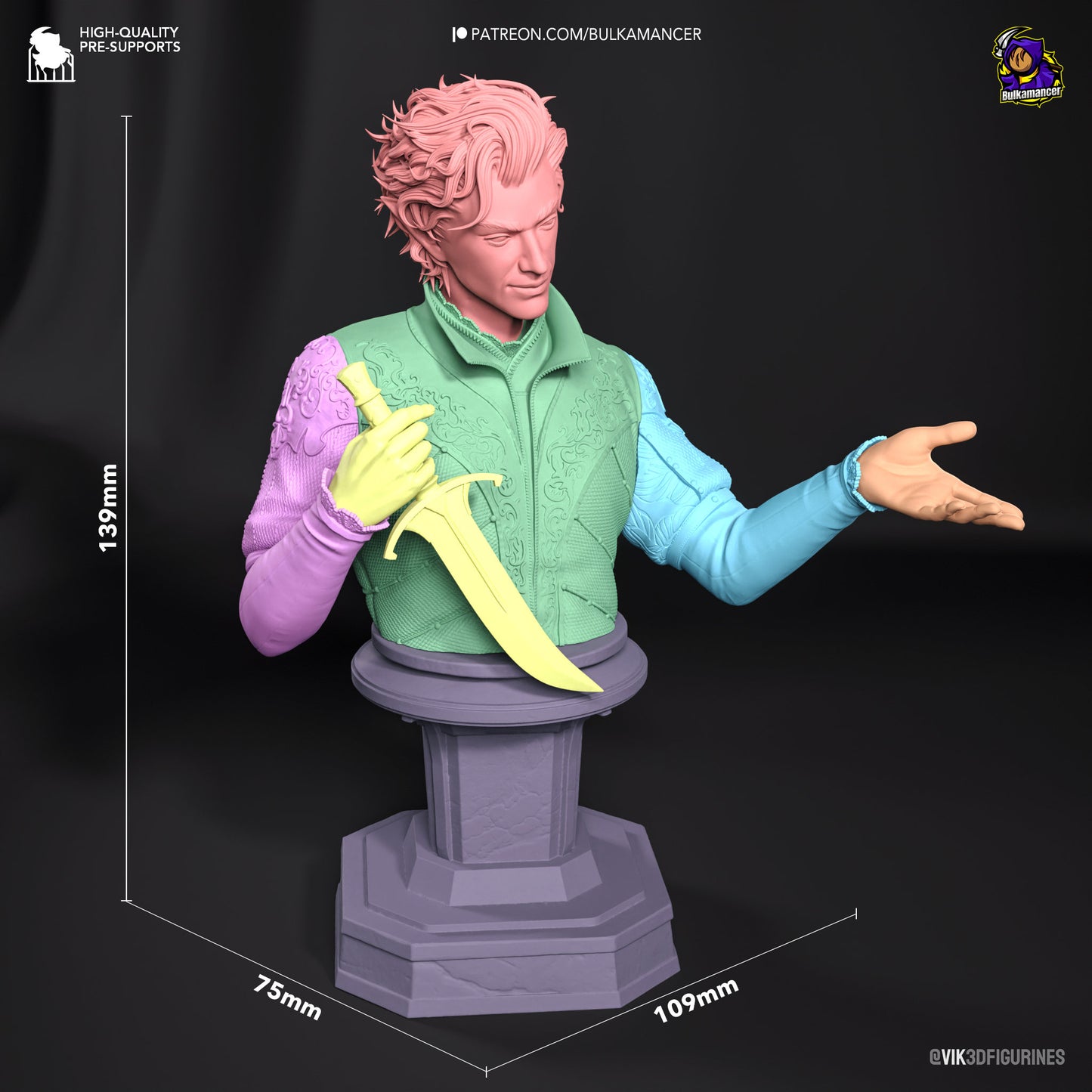 Astarion 3D Printed Resin Figurine Bust | 8k Garage Kit [By Bulkamancer] UNPAINTED!