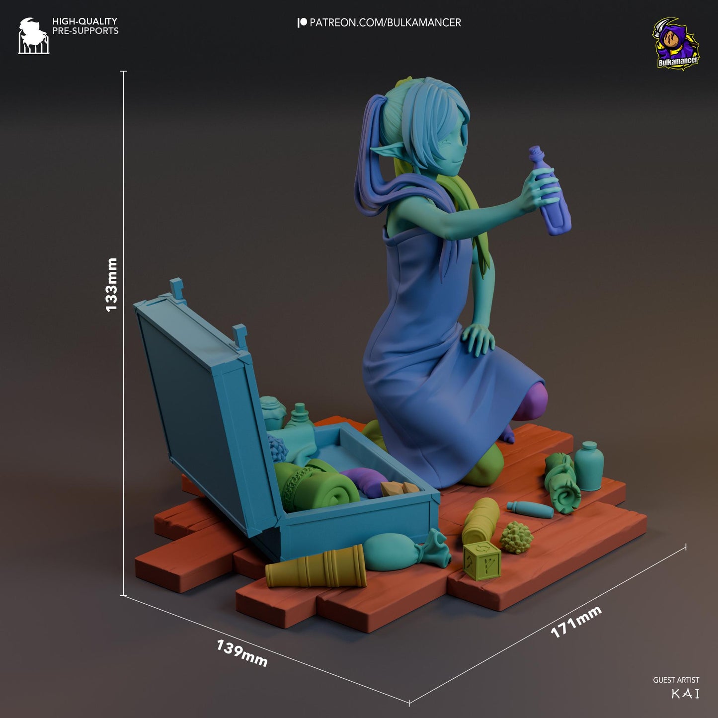 A Mage & Her Potions 3D Printed Resin Figurine | 8k Garage Kit [By Bulkamancer] UNPAINTED!