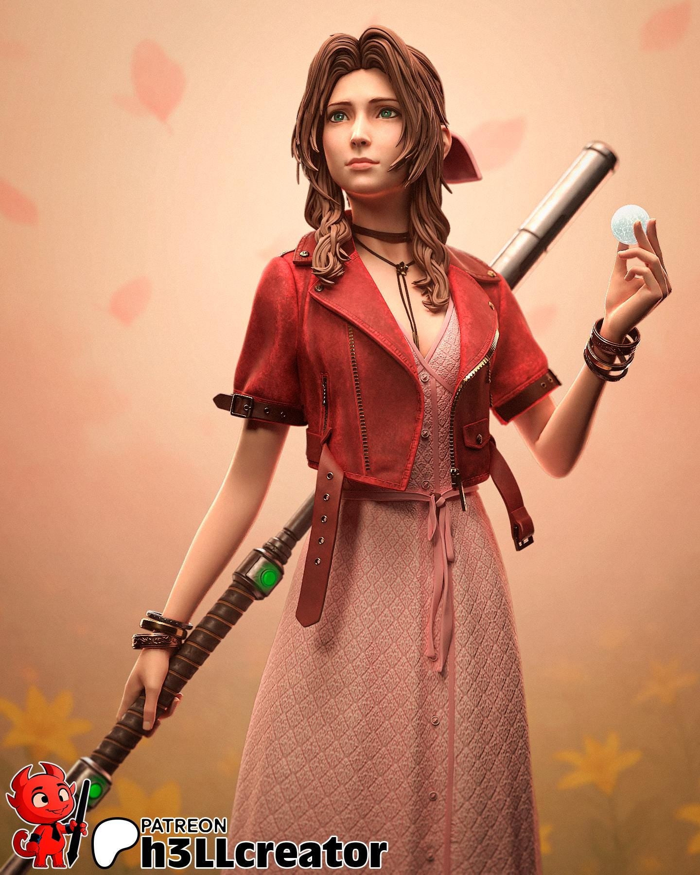 Aerith 3D Printed Resin Figurine | 8k Garage Kit [By h3LLCreator] UNPAINTED!