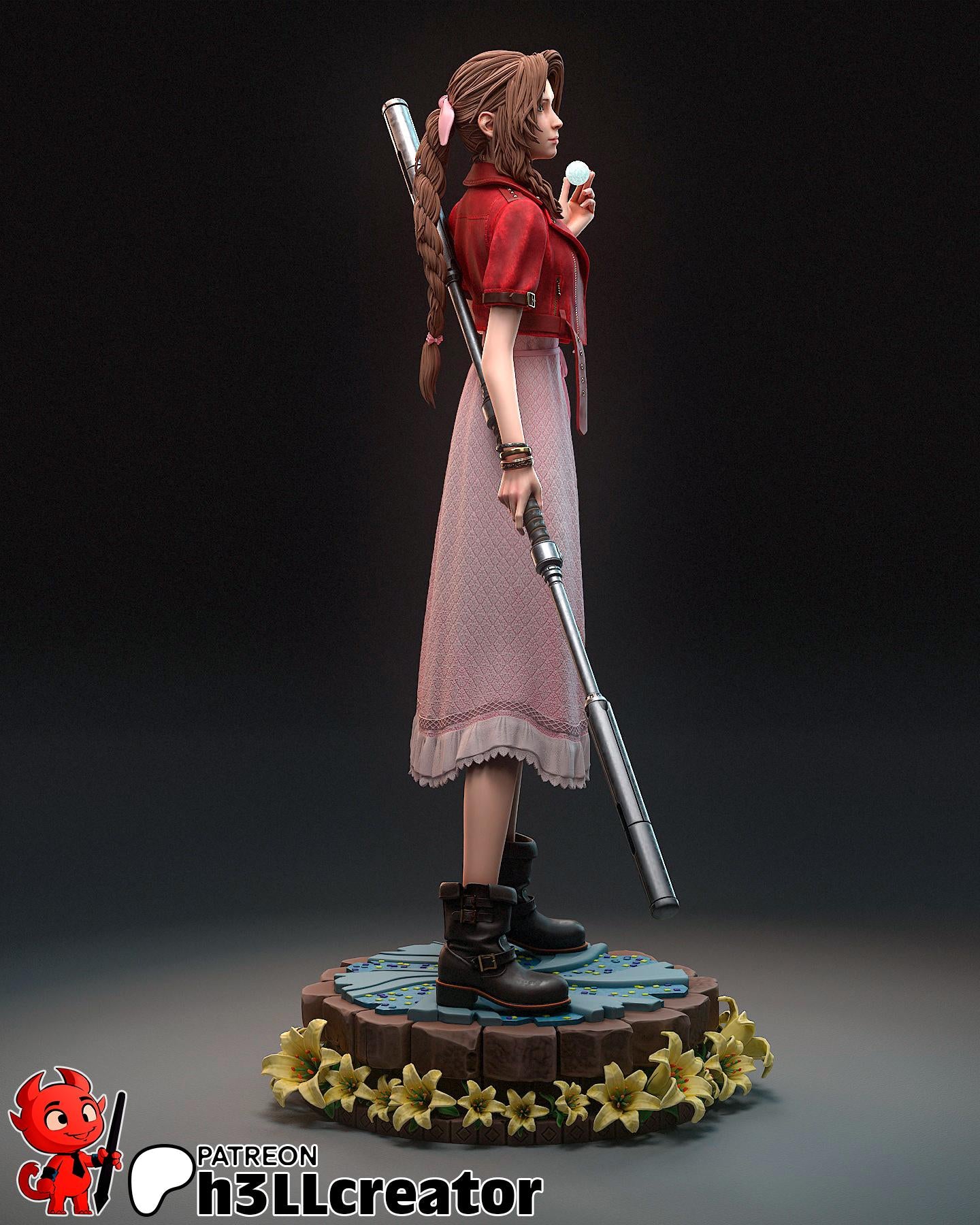 Aerith 3D Printed Resin Figurine | 8k Garage Kit [By h3LLCreator] UNPAINTED!