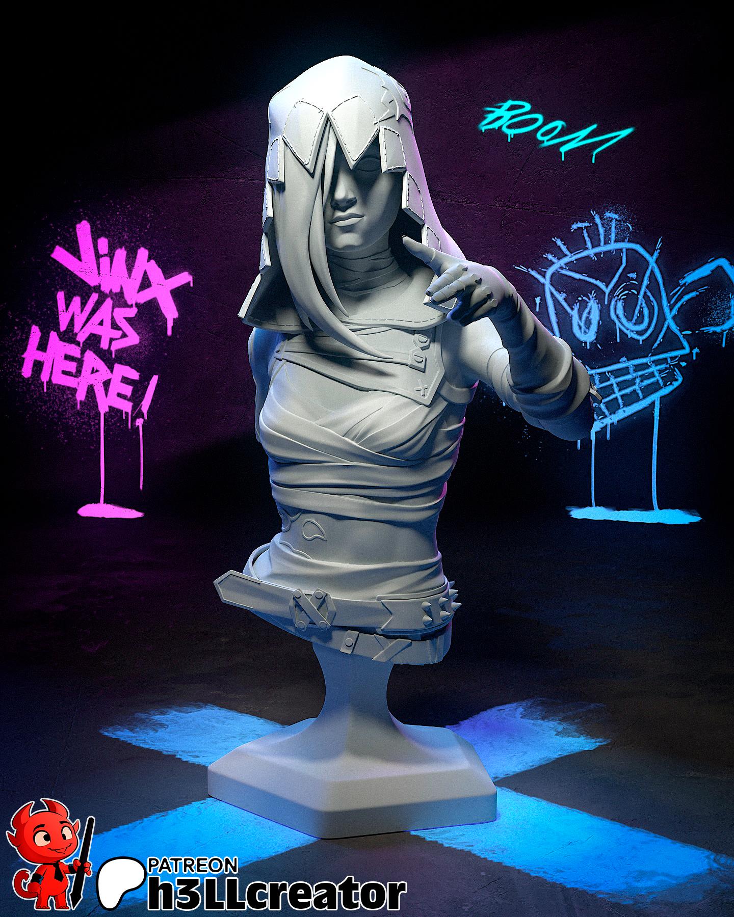 Jinx 3D Printed Resin Figurine | Bust | 8k Garage Kit [By h3LLCreator] UNPAINTED!