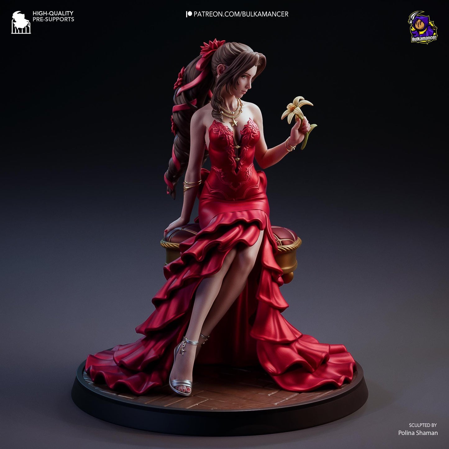 Aerith 3D Printed Resin Figurine | 8k Garage Kit [By Bulkamancer] UNPAINTED!