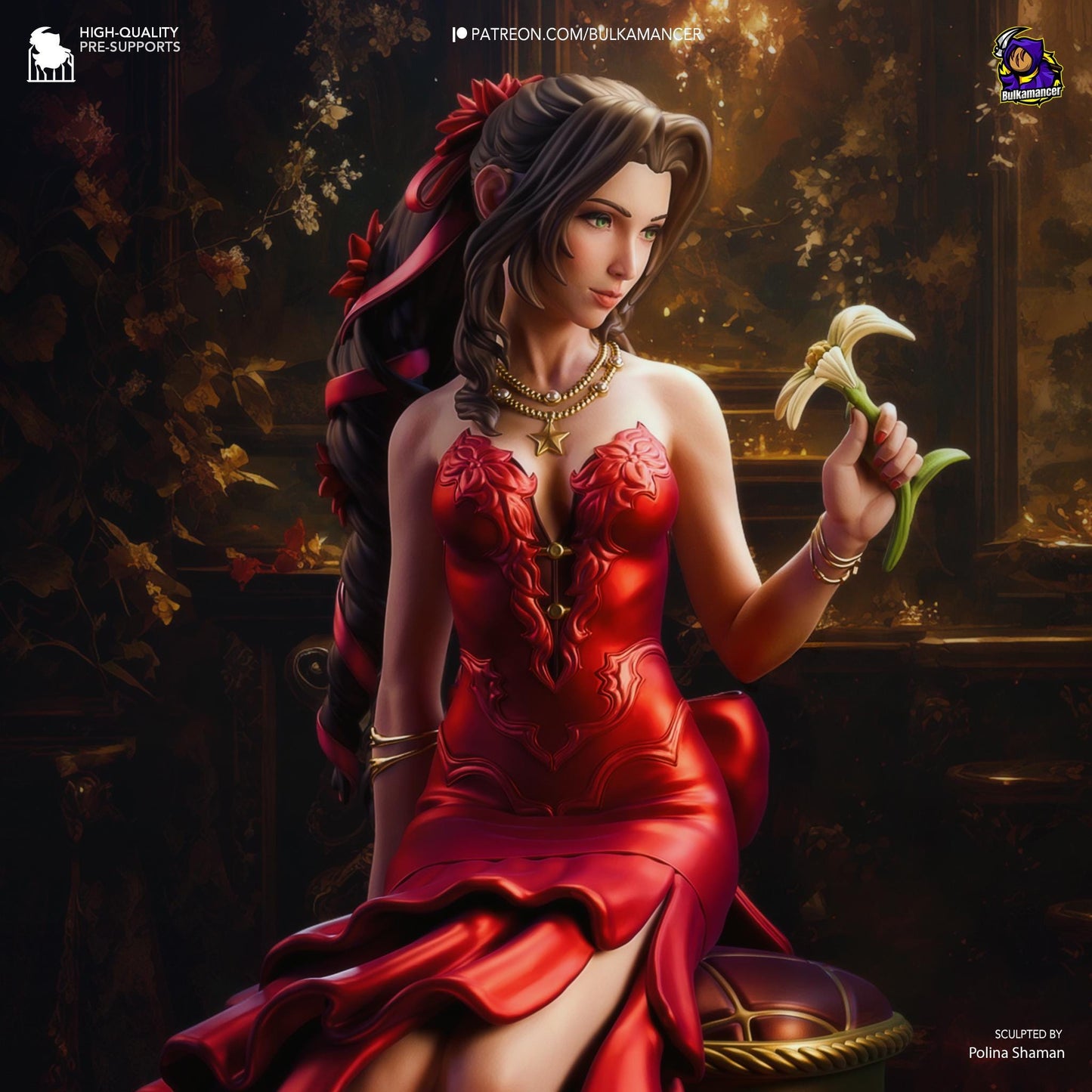 Aerith 3D Printed Resin Figurine | 8k Garage Kit [By Bulkamancer] UNPAINTED!
