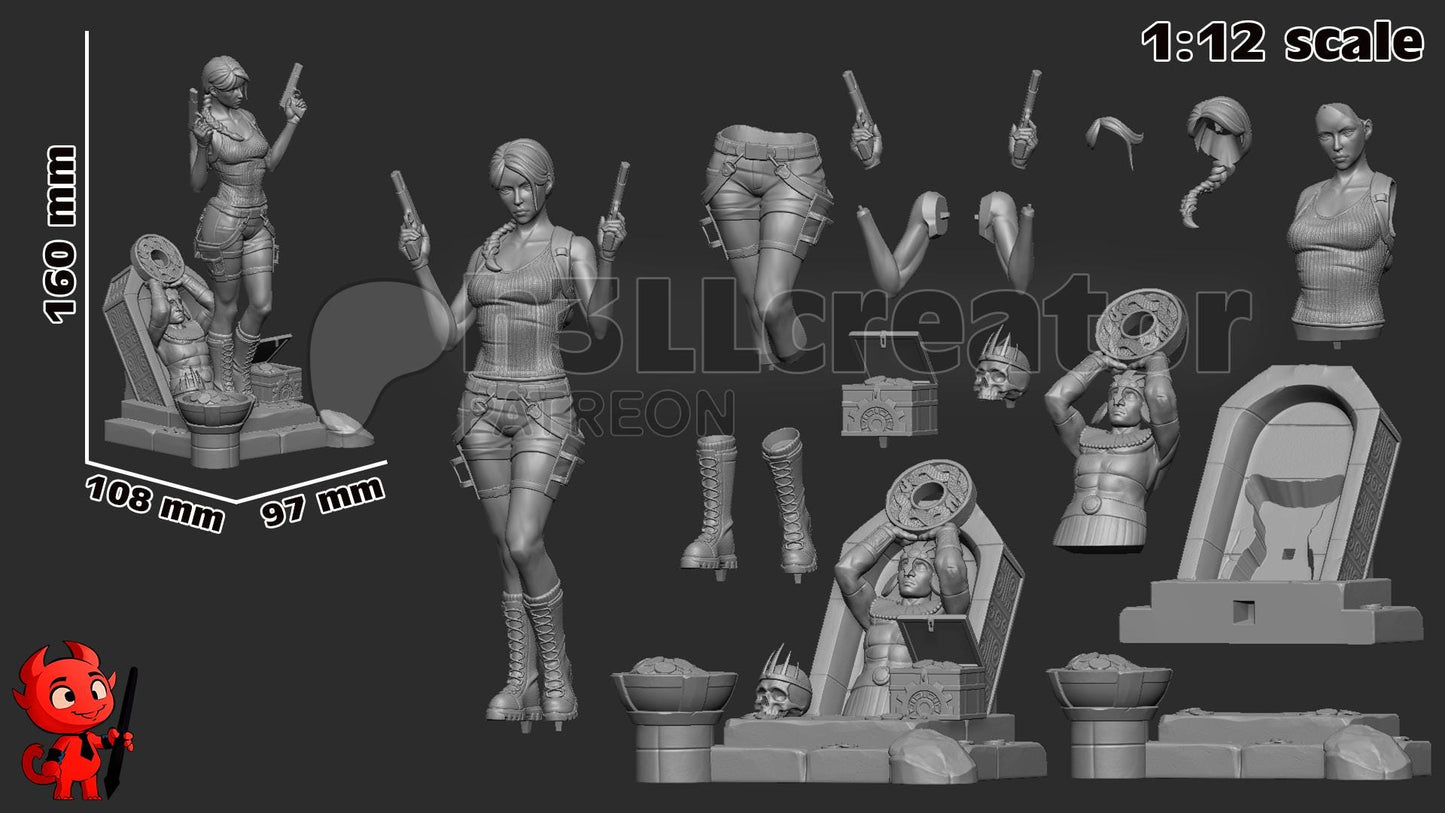 Lara Croft 3D Printed Resin Figurine | 8k Garage Kit [By H3LLCreator] UNPAINTED!