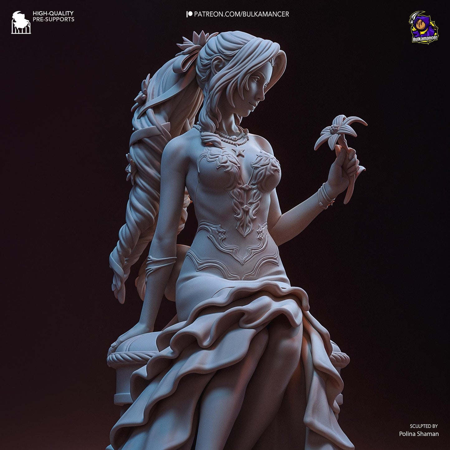Aerith 3D Printed Resin Figurine | 8k Garage Kit [By Bulkamancer] UNPAINTED!