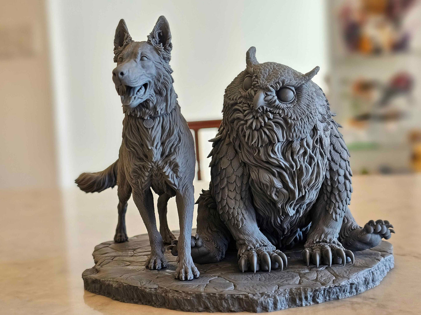 Scratch and Owlbear 3D Printed Resin Figurine | 8k Garage Kit [By Bulkamancer] UNPAINTED!