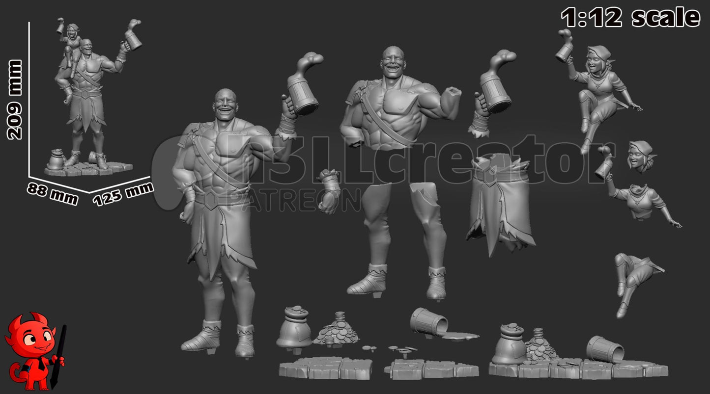 Grog And Pike 3D Printed Resin Figurine | 8k Garage Kit [By h3LLCreator] UNPAINTED!