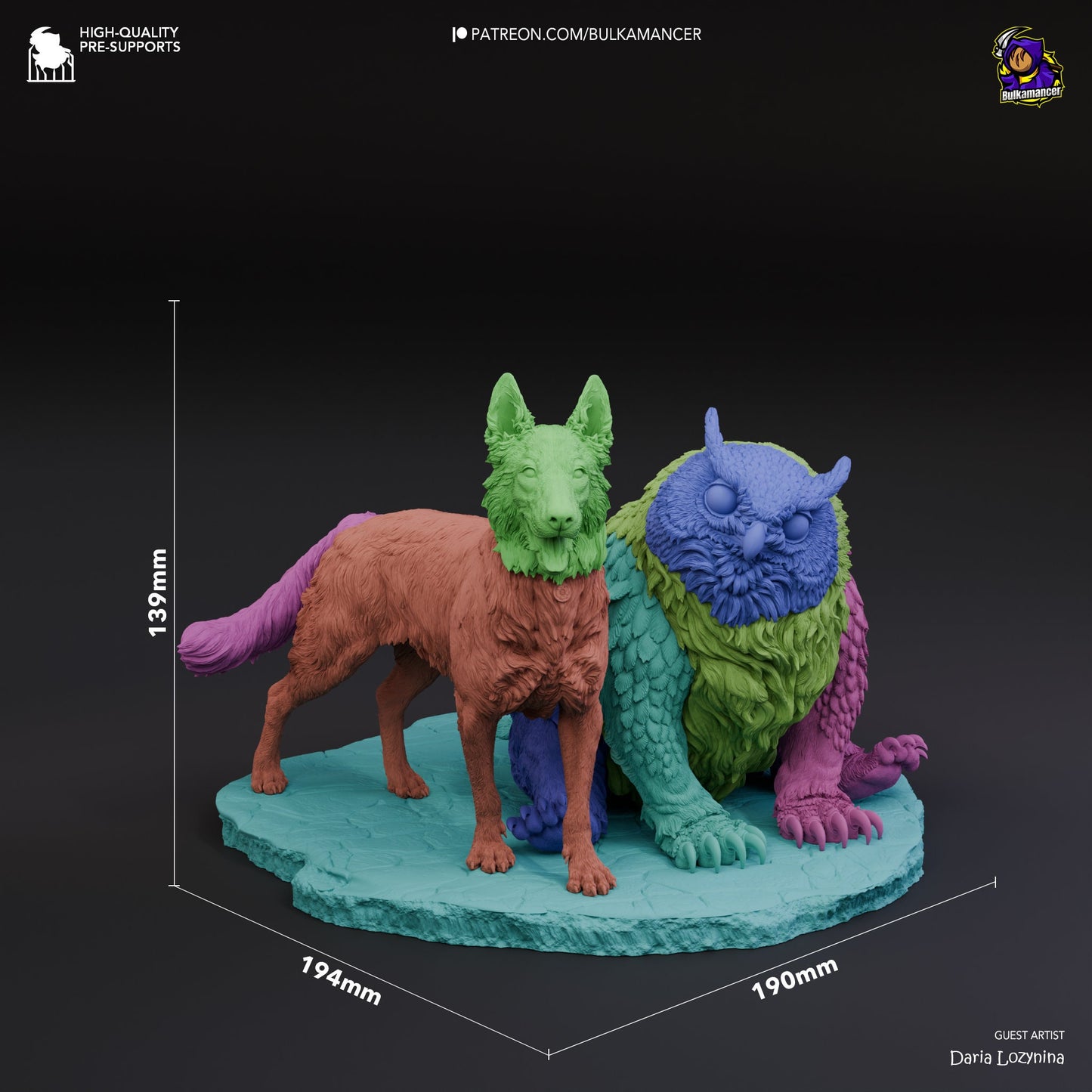 Scratch and Owlbear 3D Printed Resin Figurine | 8k Garage Kit [By Bulkamancer] UNPAINTED!