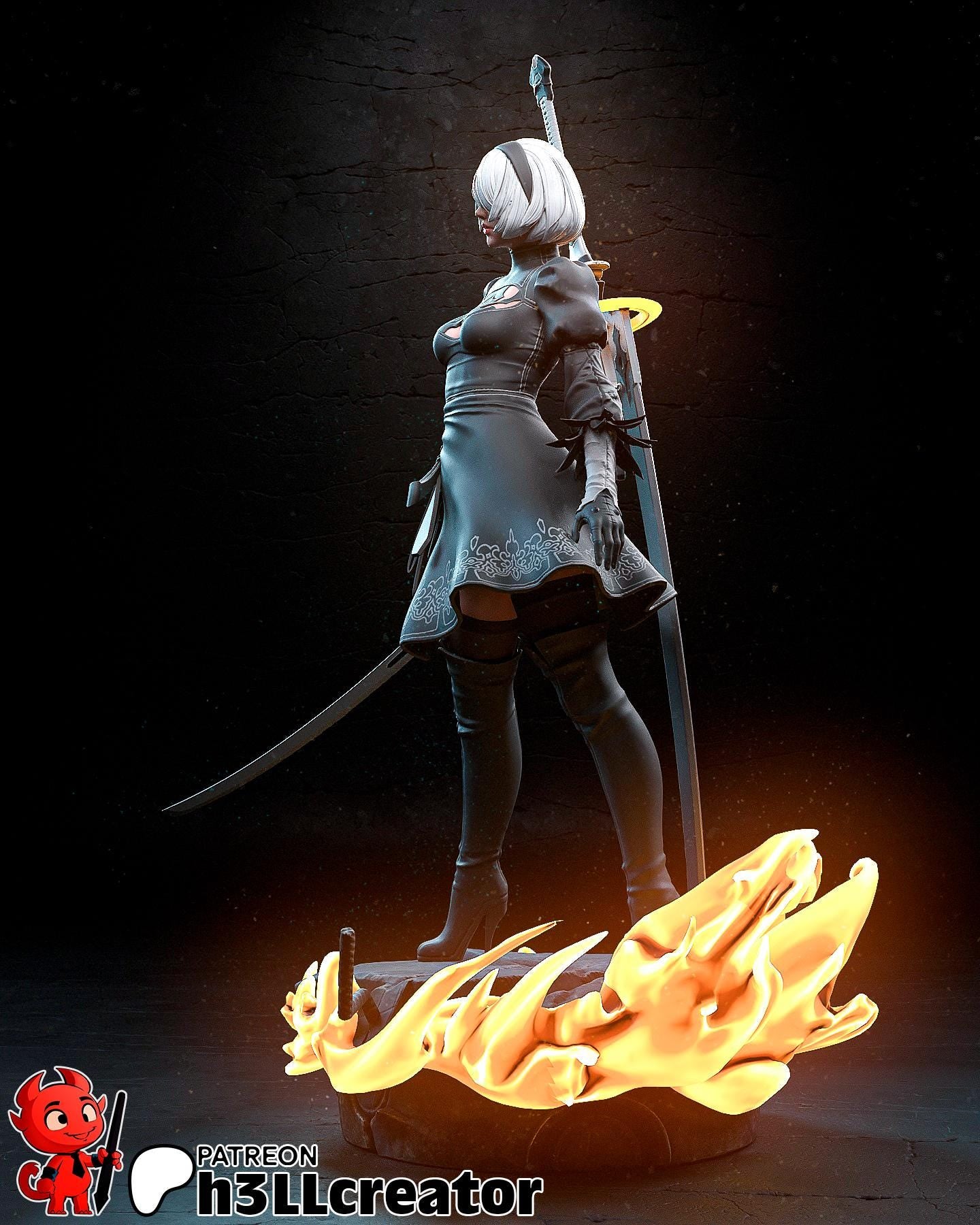 2B 3D Printed Resin Figurine | 8k Garage Kit [By h3LLCreator] UNPAINTED!