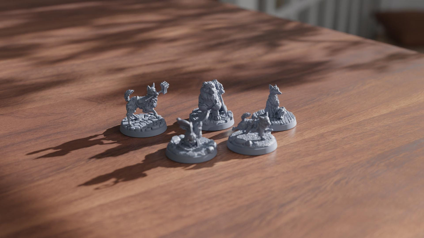 DnD Miniatures Pet Pack 1  | 8k 3D Print Resin | [By Awkward Penguin's Minis] UNPAINTED