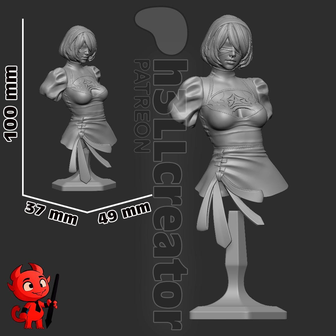 2B 3D Printed Resin Figurine | 8k Garage Kit [By h3LLCreator] UNPAINTED!