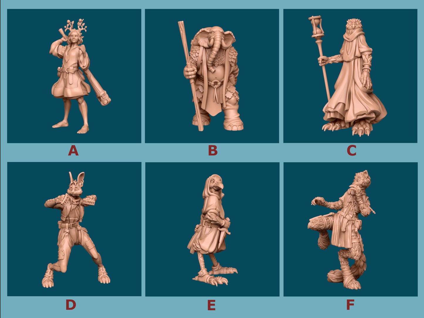 DnD Miniatures - Druid and Forest Folk Set | 8k 3D Print Resin | [By Awkward Penguin's Minis] UNPAINTED