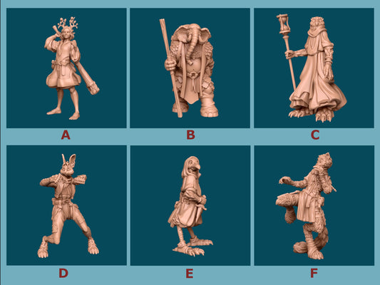 DnD Miniatures - Druid and Forest Folk Set | 8k 3D Print Resin | [By Awkward Penguin's Minis] UNPAINTED