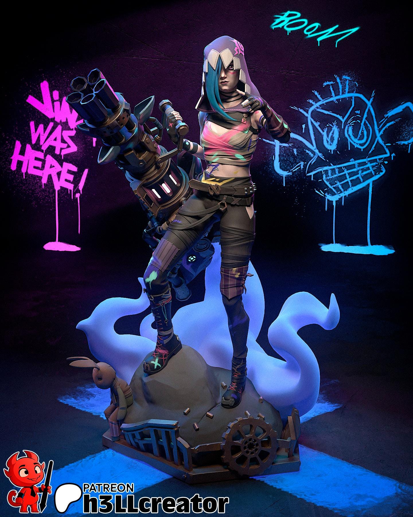 Jinx 3D Printed Resin Figurine | Bust | 8k Garage Kit [By h3LLCreator] UNPAINTED!