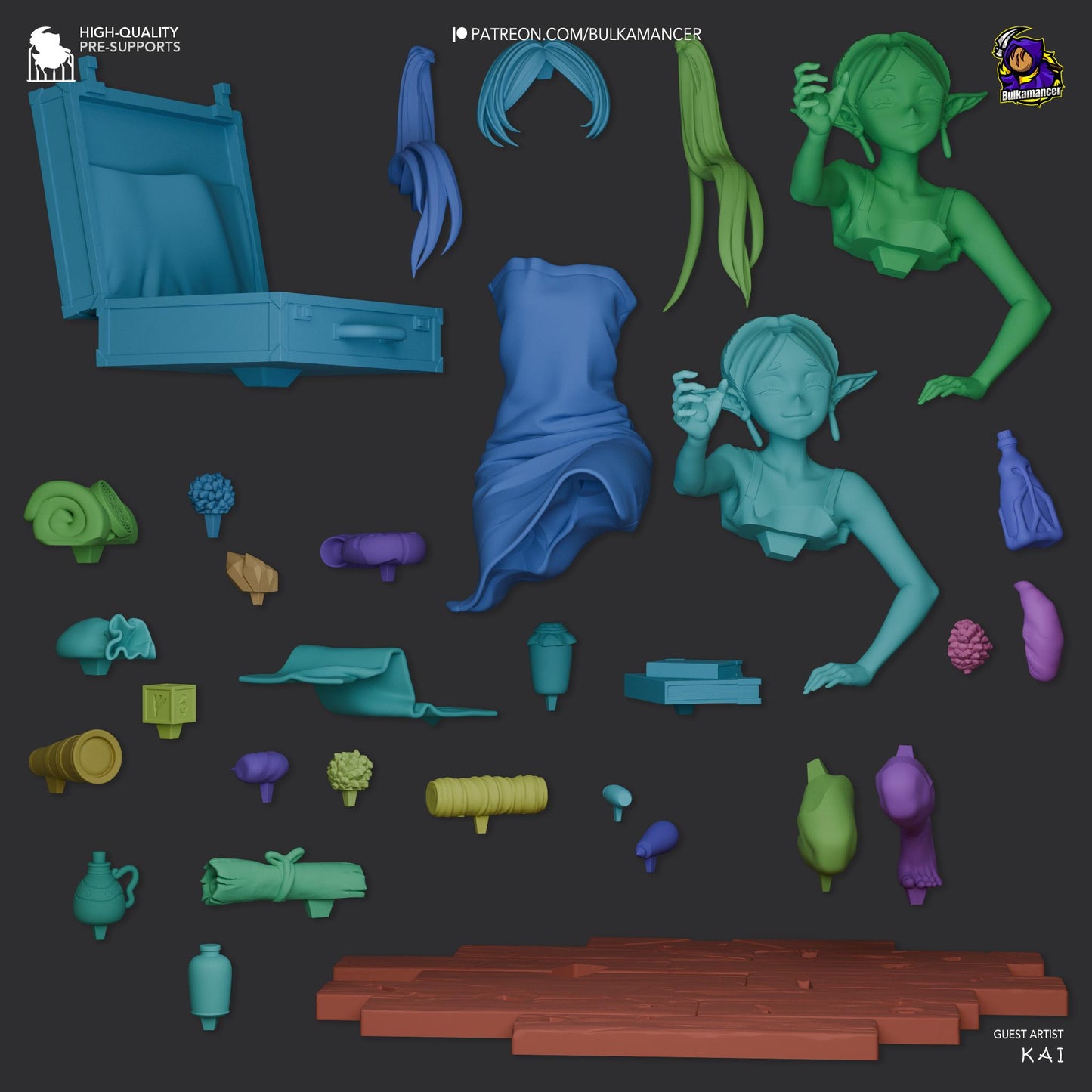A Mage & Her Potions 3D Printed Resin Figurine | 8k Garage Kit [By Bulkamancer] UNPAINTED!