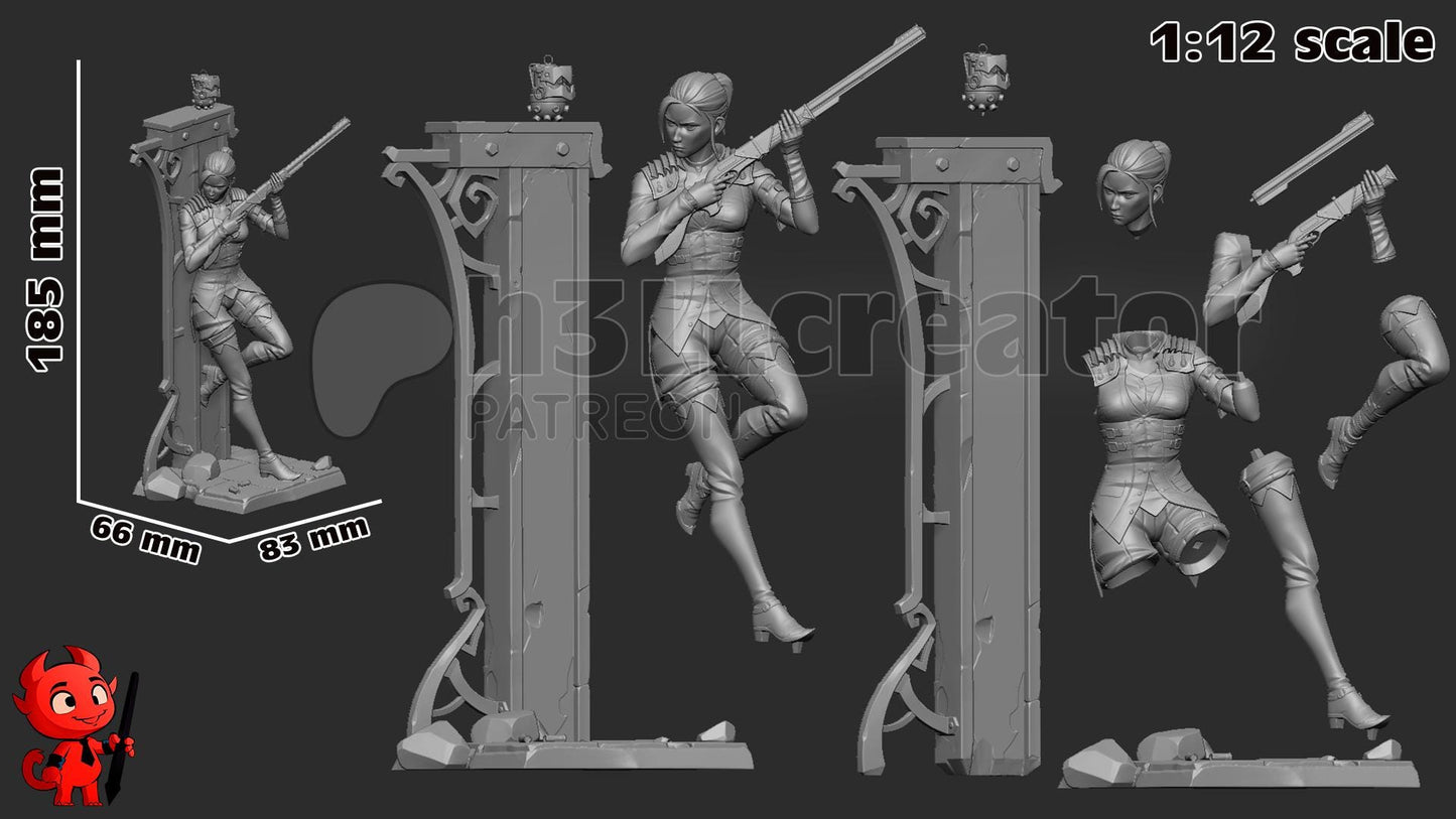 Caitlyn 3D Printed Resin Figurine | 8k Garage Kit [By H3LLCreator] UNPAINTED!