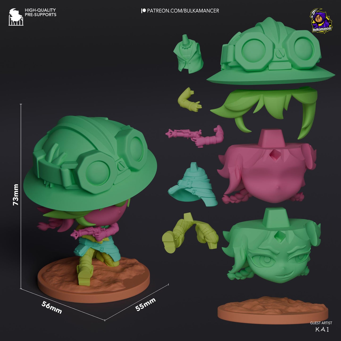 Chibi Isha 3D Printed Resin Figurine | 8k Garage Kit [By Bulkamancer] *UNPAINTED!*