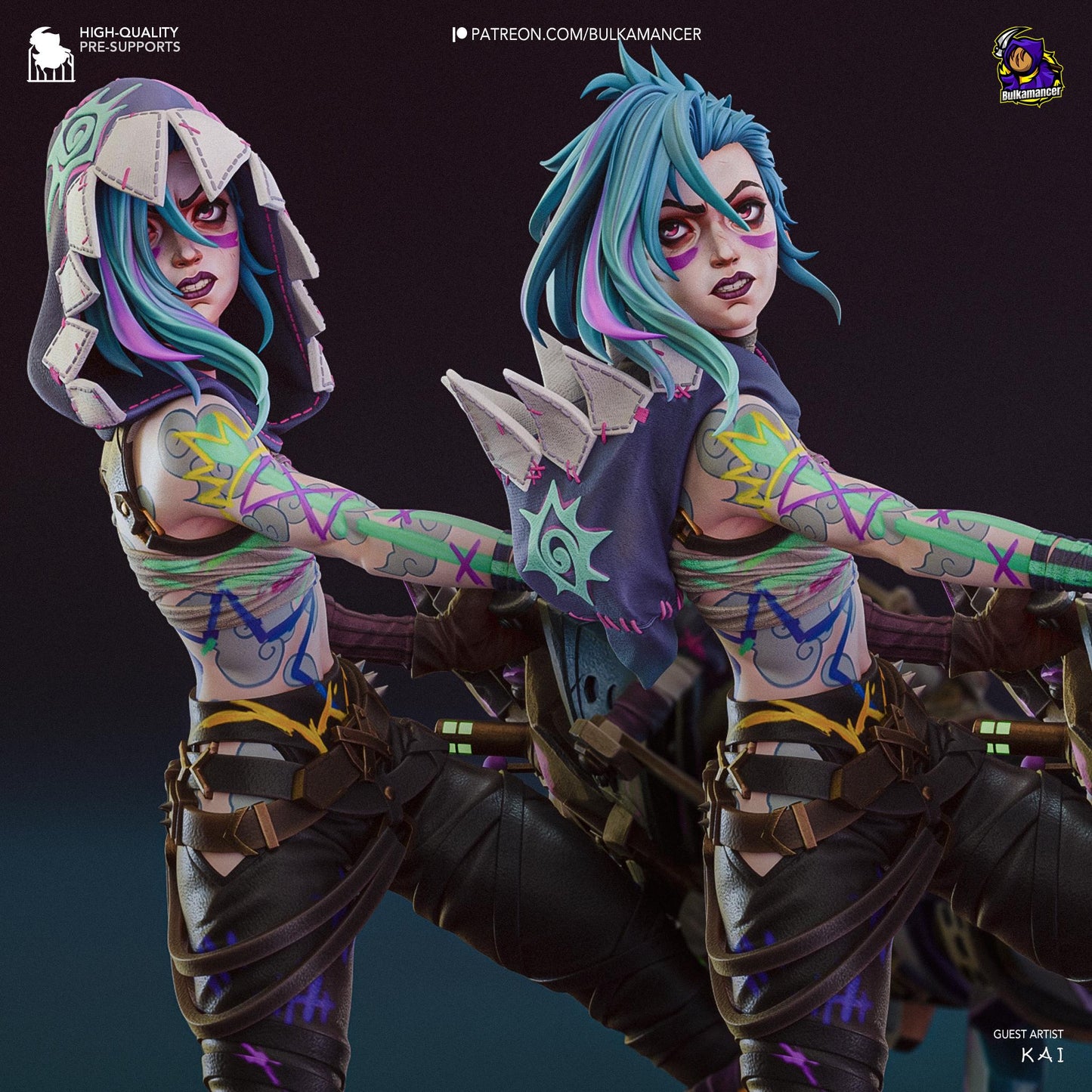 Vi & Jinx Diorama 3D Printed Resin Figurine | 8k Garage Kit [By Bulkamancer] UNPAINTED!
