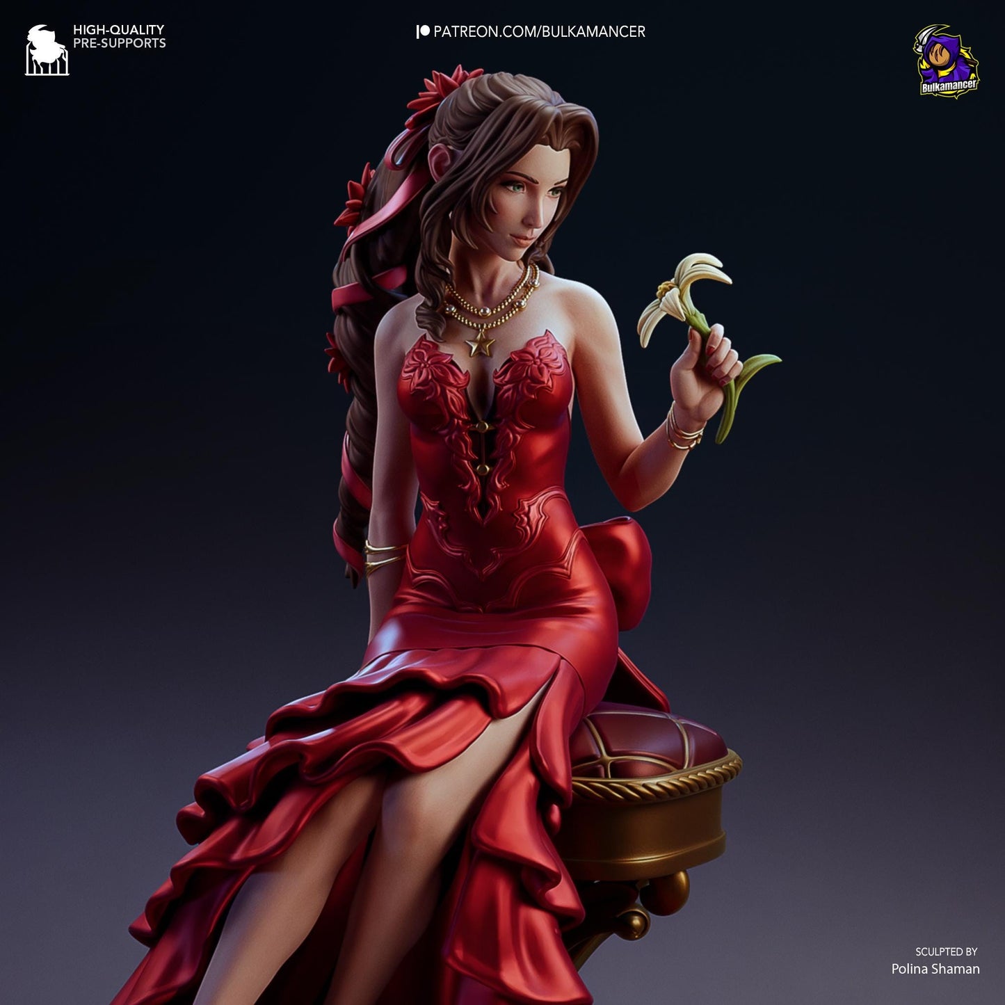 Aerith 3D Printed Resin Figurine | 8k Garage Kit [By Bulkamancer] UNPAINTED!