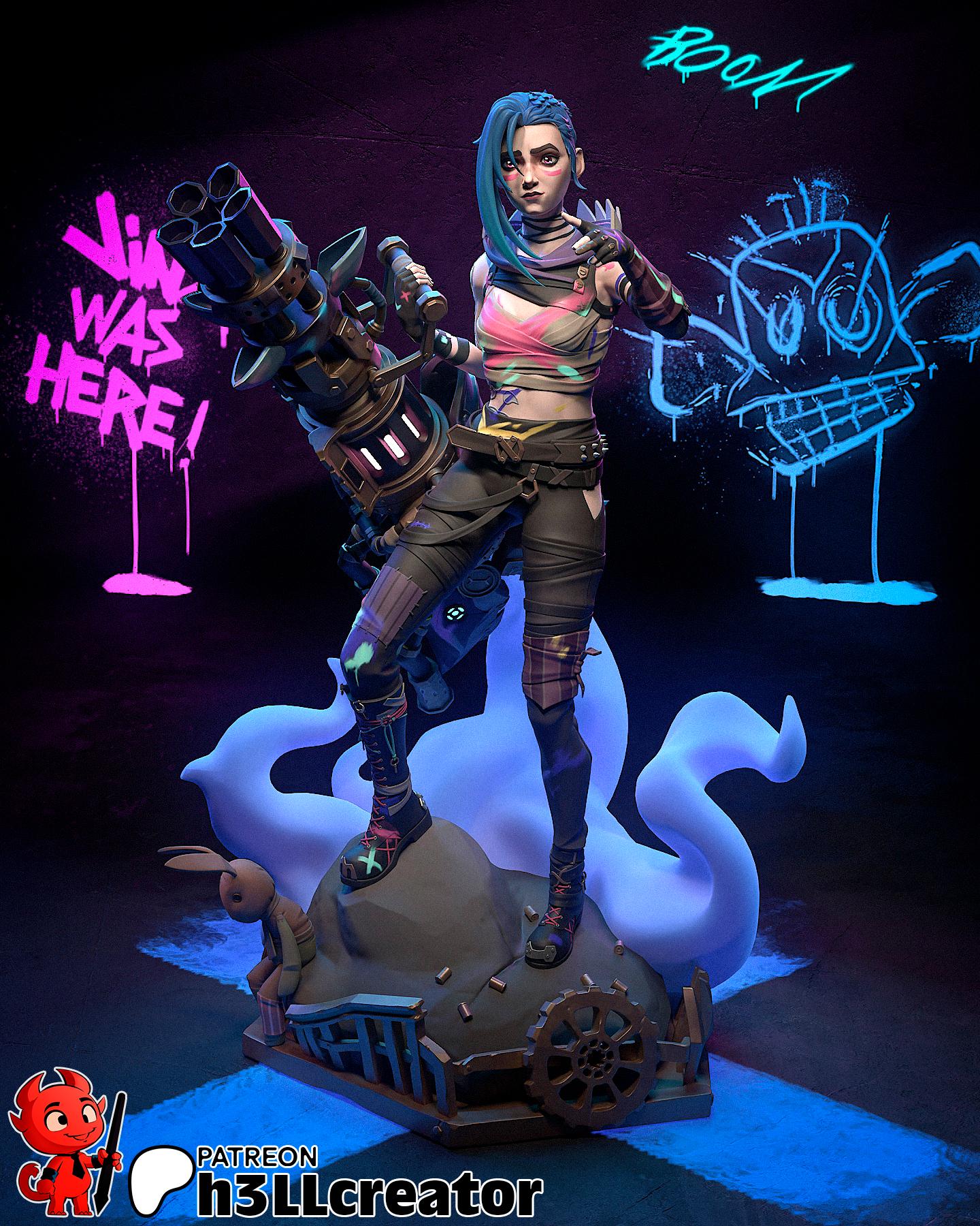 Jinx 3D Printed Resin Figurine | Bust | 8k Garage Kit [By h3LLCreator] UNPAINTED!