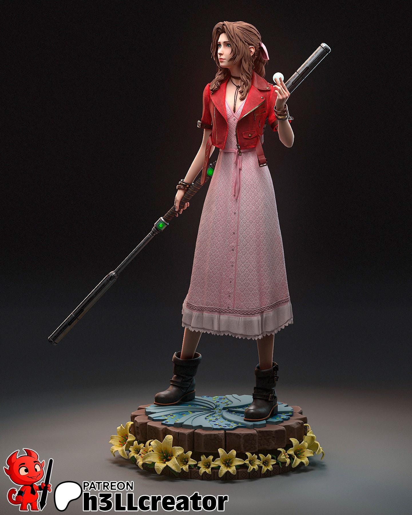 Aerith 3D Printed Resin Figurine | 8k Garage Kit [By h3LLCreator] UNPAINTED!