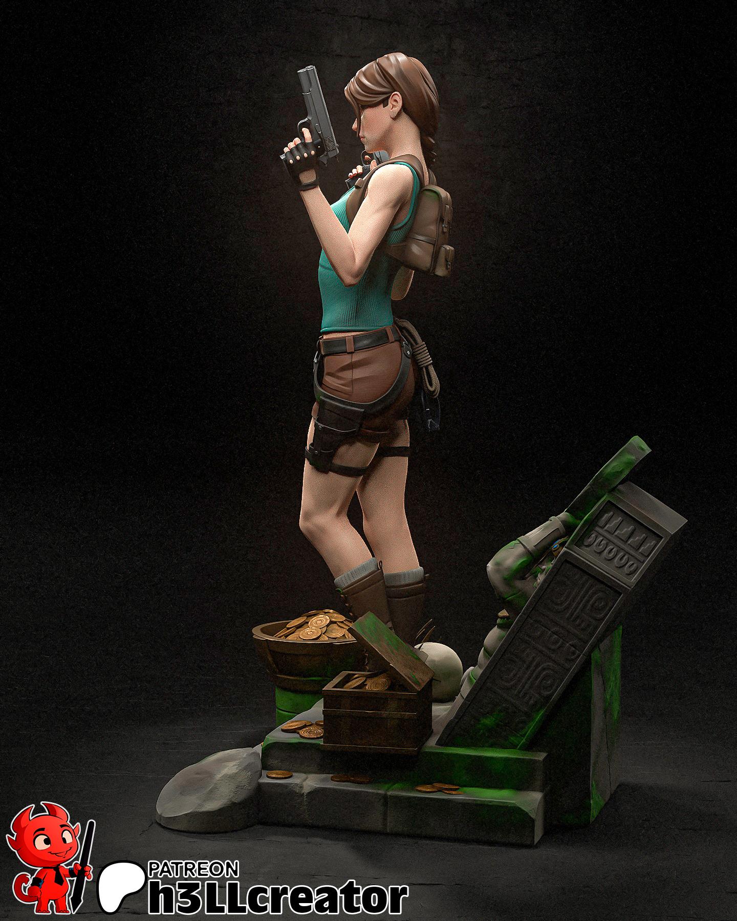 Lara Croft 3D Printed Resin Figurine | 8k Garage Kit [By H3LLCreator] UNPAINTED!