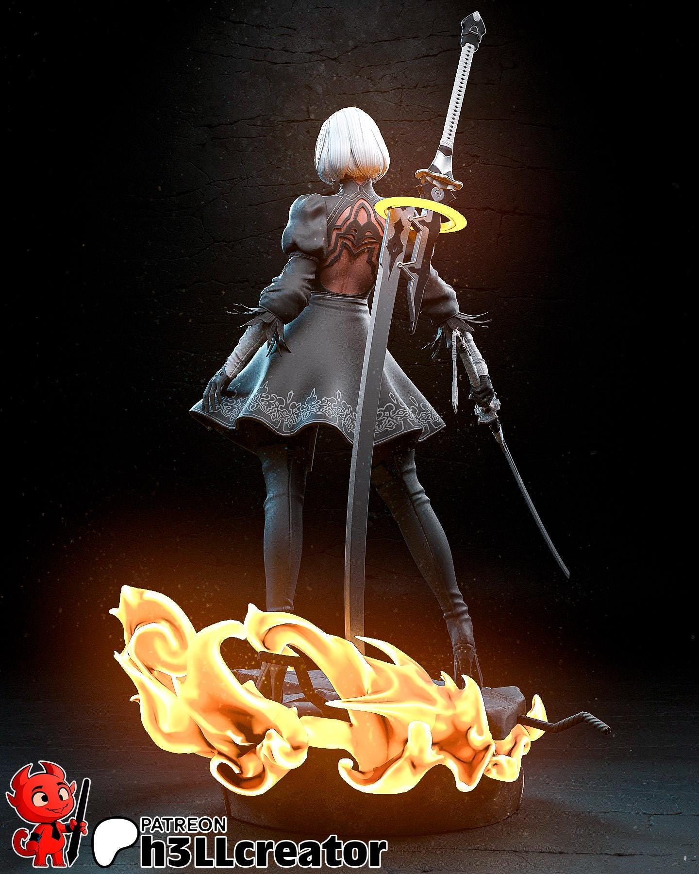 2B 3D Printed Resin Figurine | 8k Garage Kit [By h3LLCreator] UNPAINTED!