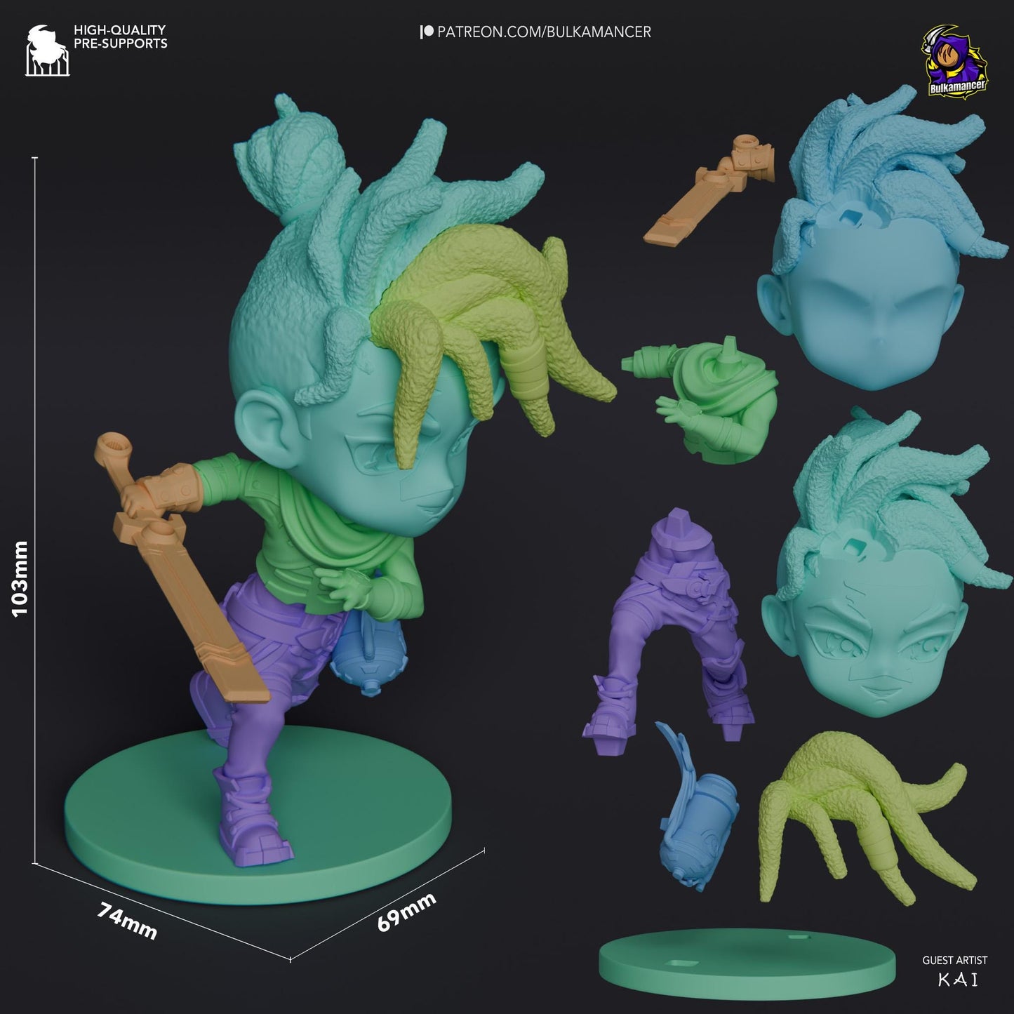 Chibi Ekko Figurine 3D Print | 8k Resin Garage Kit [By Bulkamancer] UNPAINTED!
