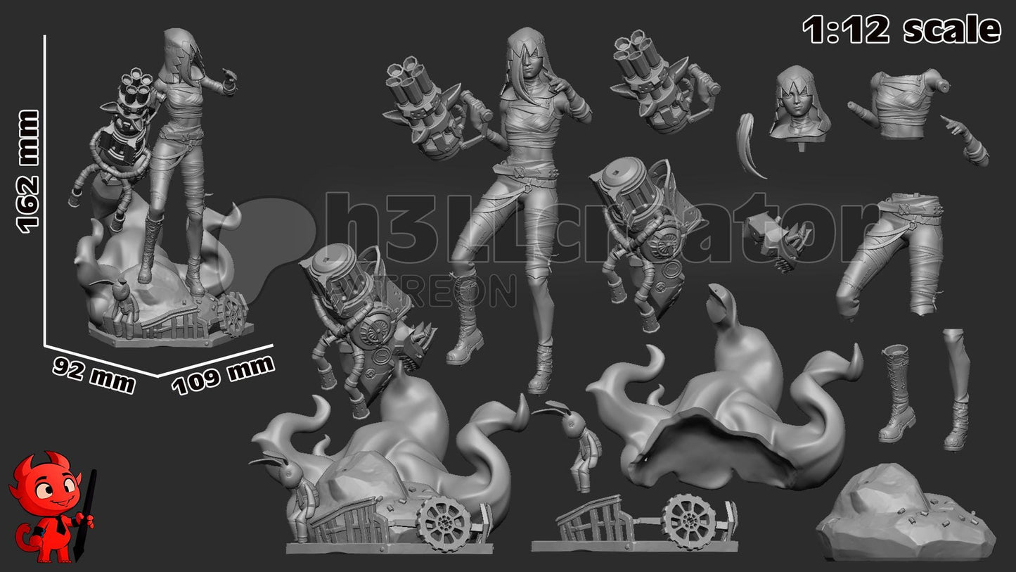 Jinx 3D Printed Resin Figurine | Bust | 8k Garage Kit [By h3LLCreator] UNPAINTED!