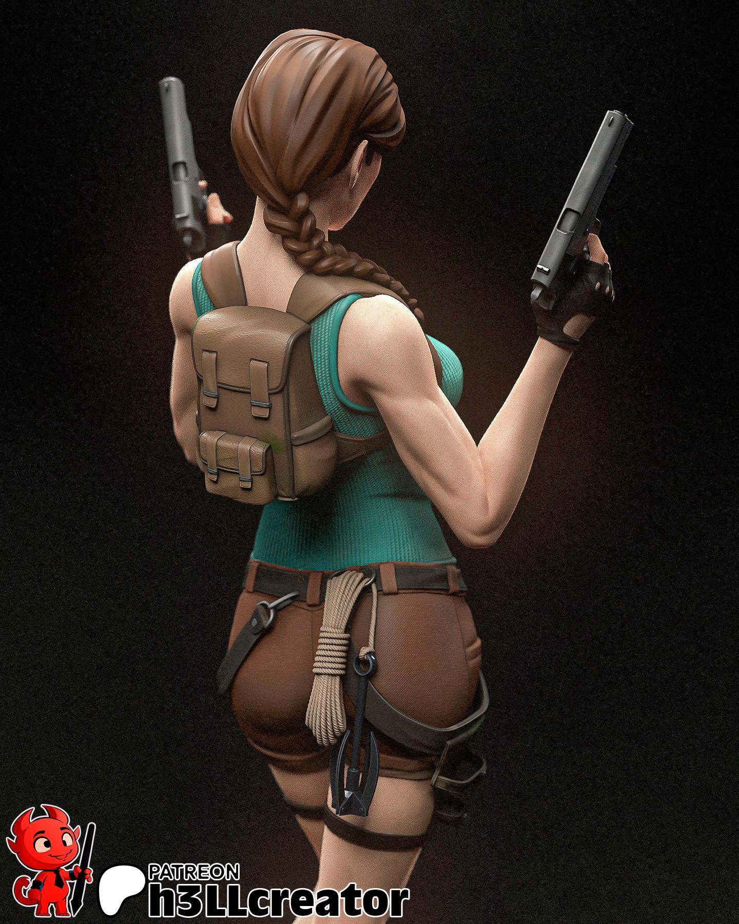 Lara Croft 3D Printed Resin Figurine | 8k Garage Kit [By H3LLCreator] UNPAINTED!
