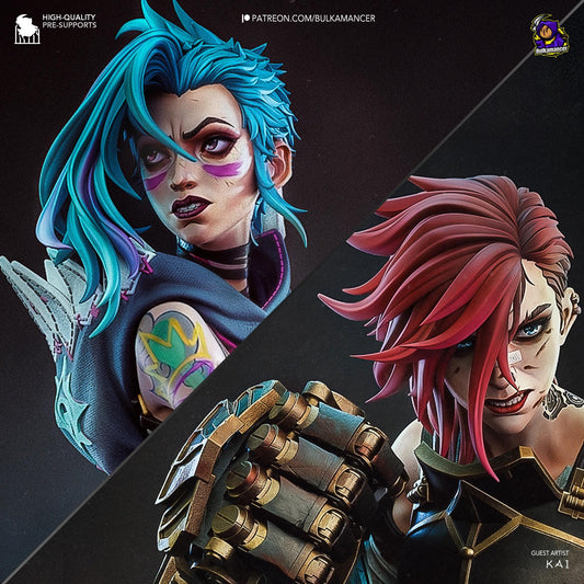 Vi & Jinx Diorama 3D Printed Resin Figurine | 8k Garage Kit [By Bulkamancer] UNPAINTED!